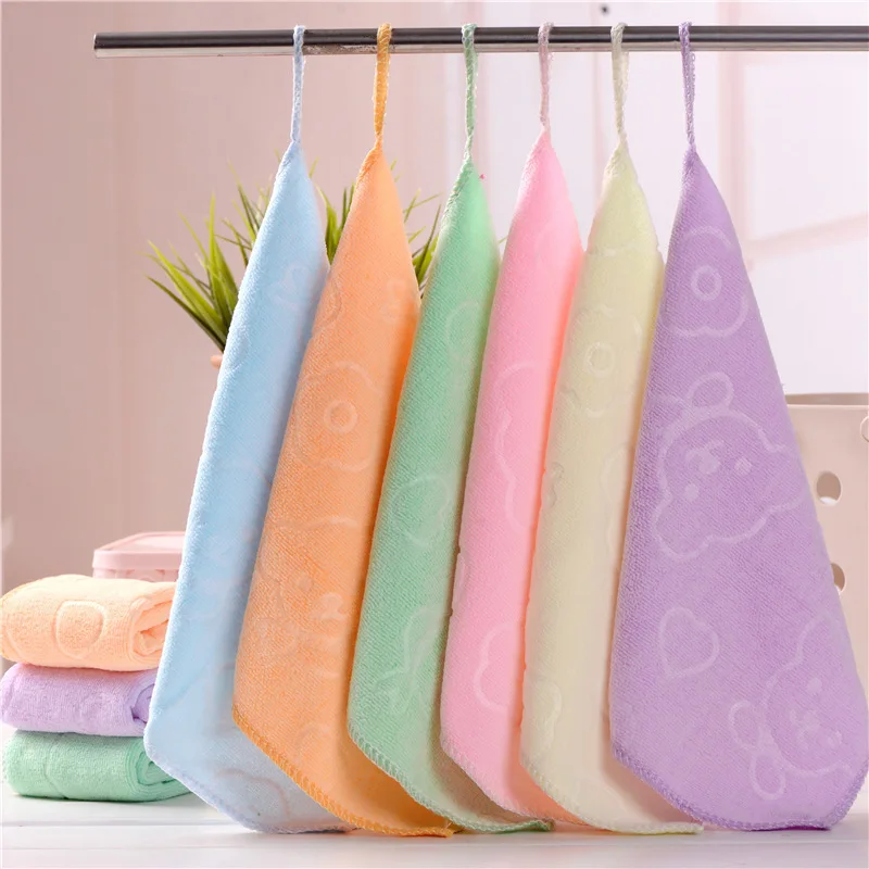 

Детское квадратное полотенце из микрофибры Candy Color для мытья рук, мягкое, быстросохнущее, маленькое, с крючком, для детского сада