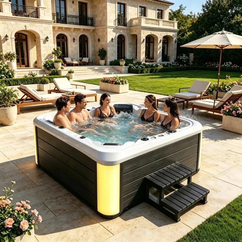 5 Person Balboa System Outdoor Hot Tub Spa Constant Temperature Whirlpool Massage Bathtub Acrylic For Villa Garden Project