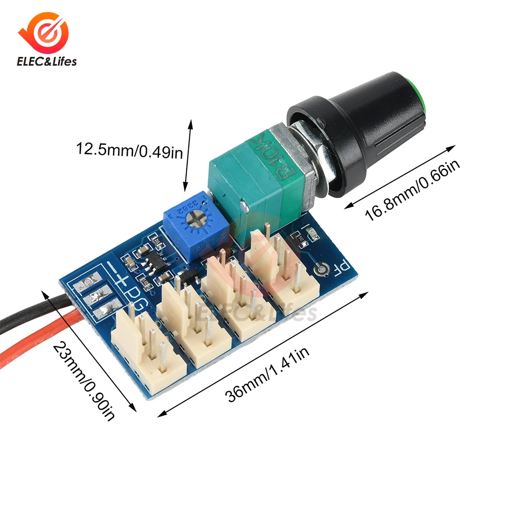 Placa controladora de motor de velocidade de ventilador pwm, dc 12v 3a 4 canais com interruptor de botão 3p plug módulo regulador de equipamento elétrico