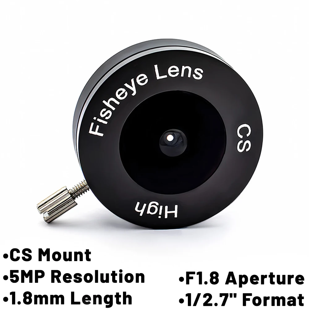 

1.8mm Camera Lens CCTV 5MP Fisheye M12 Mount 164 Degree Wide Angle Aperture F1.8 Format 1/2.7" For Surveillance Security Camera
