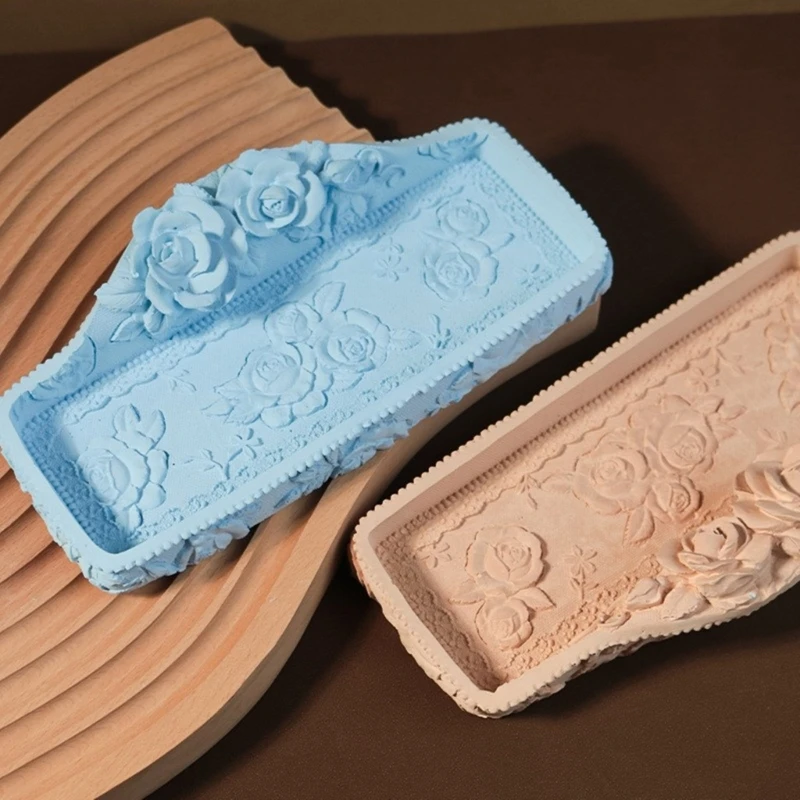 Plateau en relief Rose, moules en Silicone, moules d'artisanat, moules plats boucles d'oreilles en forme Rose