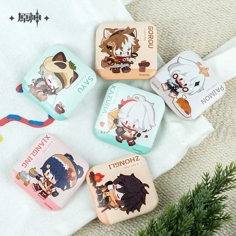 [Genuine]Anime Game Genshin Impact  miHoYo Zhongli Paimon Square badge Cosplay Brooch Pendant desktop accessories Halloween Gift