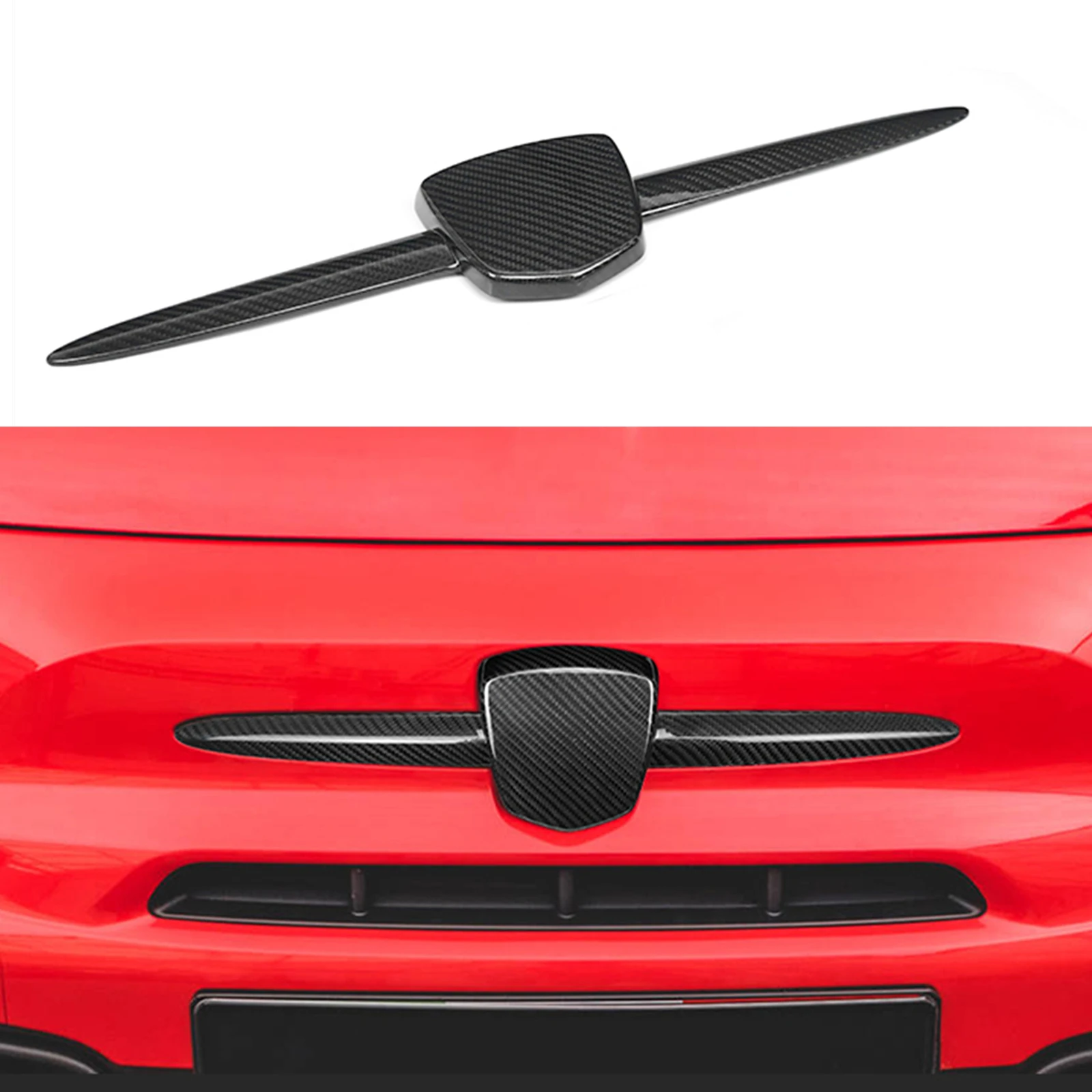 

Real Dry Carbon Fiber Car Front Grill Grille Emblem Mark Panel Frame Cover Trim Decorative For Fiat 500 595 695 Abarth 2008-2024