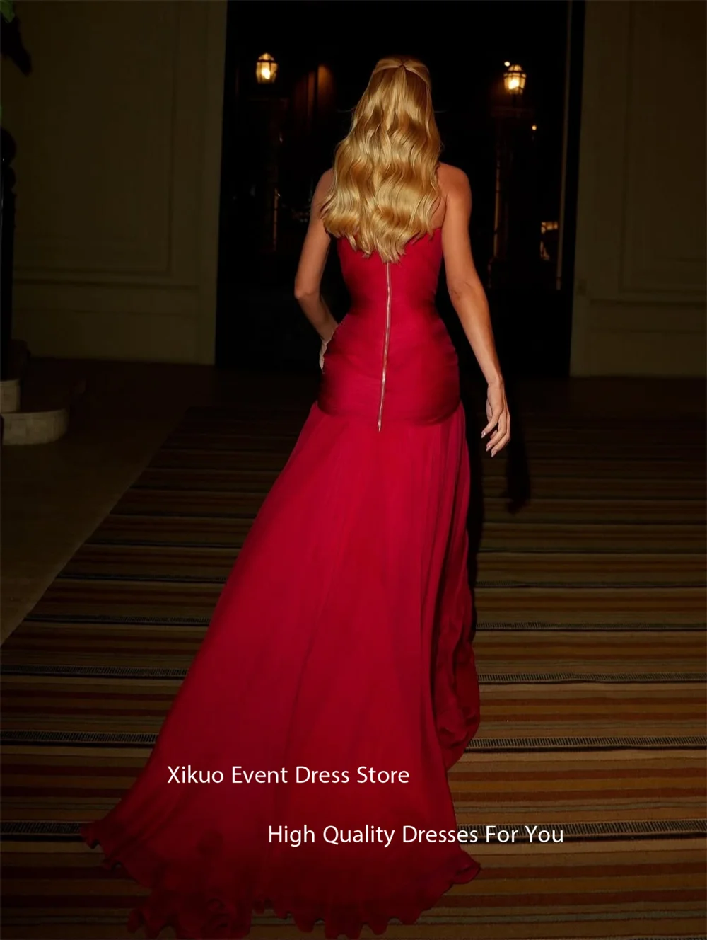 Xikuo шифоновые милые вечерние платья красный лиф с рюшами платье для выпускного вечера без рукавов длиной до пола платья для особых случаев по индивидуальному заказу