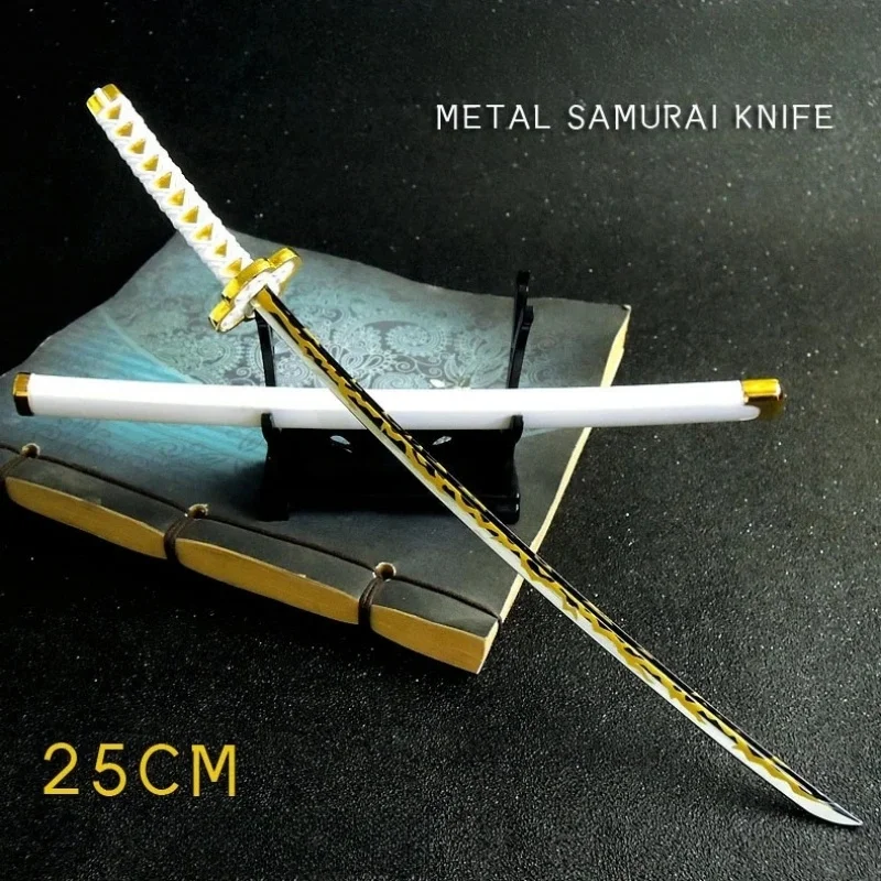 25ซม.Demon SlayerดาบMini Tanjirou Zenitsu KatanaดาบKiller Devilsเหล็กจริงญี่ปุ่นอะนิเมะคอสเพลย์Propของเล่นของขวัญ