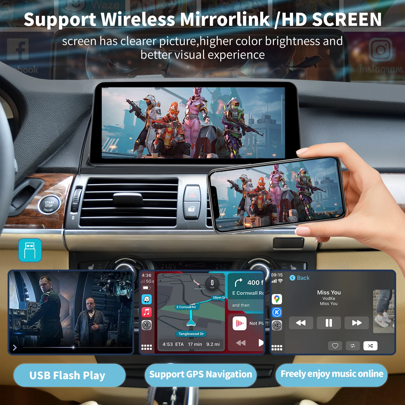 2025 nuevo 1920*720 inalámbrico Carplay Android Auto pantalla Multimedia para BMW X5 X6 E70 E71 2007-2013 CCC CIC pantalla táctil