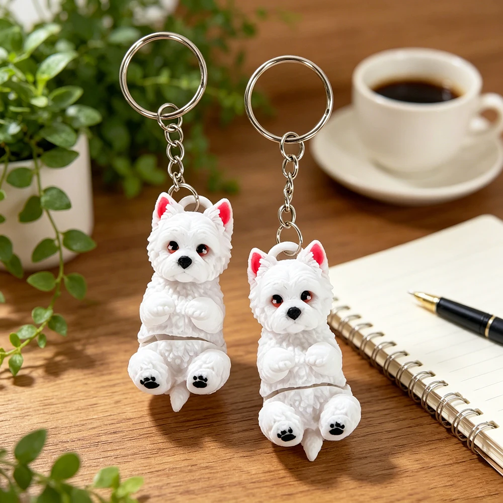 3d Printing Cute Western Highland White Meme Keychain Fantasy Theme Design Movable Backpack Pendant Mobile Phone Car, Etc