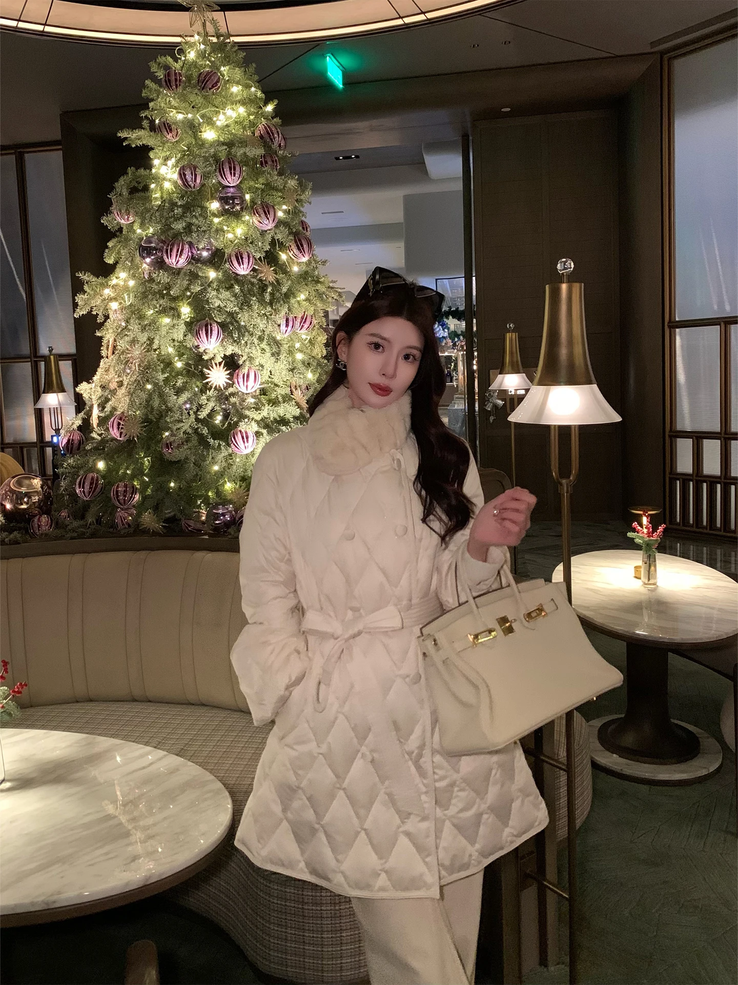 

Kun Total Women's Thiened Winter down Jaet Waist-Cinching Slimming Design Casual Sle Long Sve Regular Length Coat