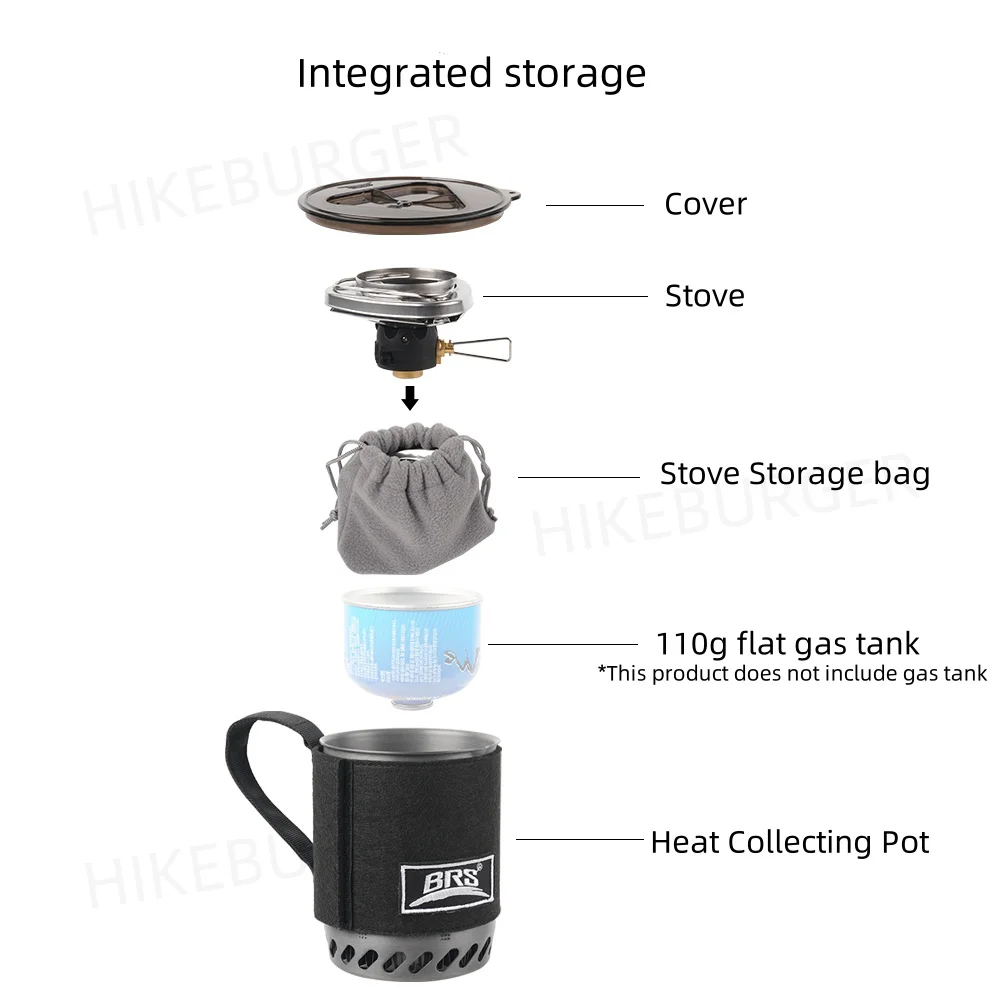 BRS 61 Outdoor Integrated Camping Stove Ultralight Portable Burner Collecting Heat Pot System 0.5L Capacity Quick Beaker