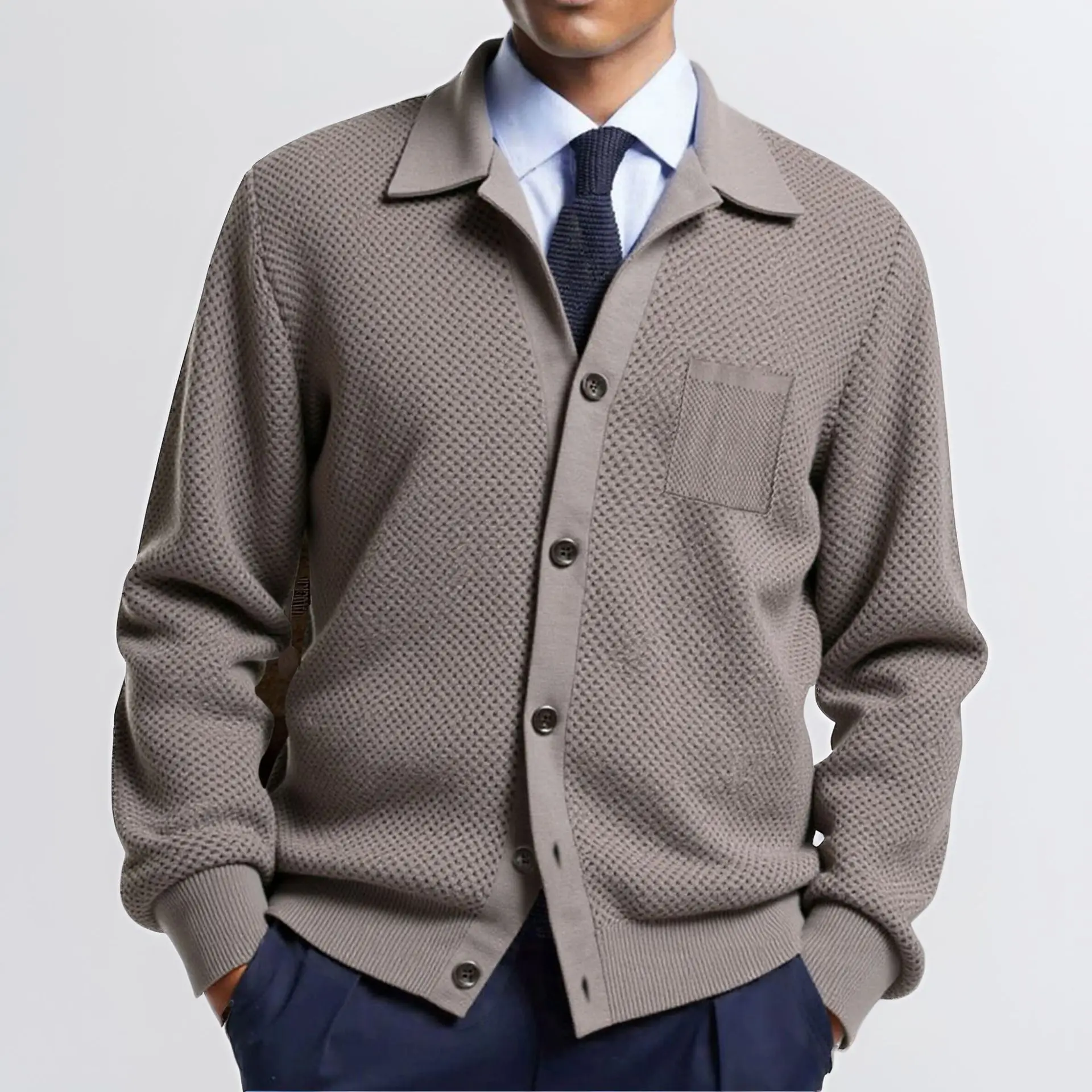 

Men's Knitted Open Cardigan Single Button Collar Sweater Autumn Winter New Sle Long Sve Daily Wear Comfortable Cotton