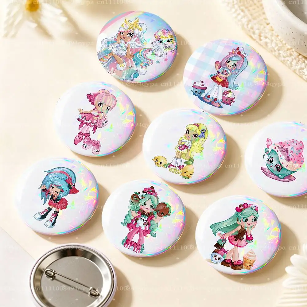 S-Shopkins Cute Pin Buttons Round Badge for Clothes Bags Hats Pins Accessories Backpacks Tote Bags Outfit Decor