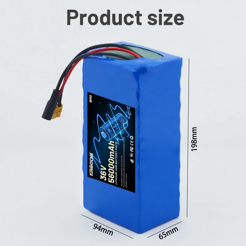 10S5P 36V 50AH 18650 1000W high-power motor suitable for bicycle battery pack, scooter battery pack+42V 2A charger