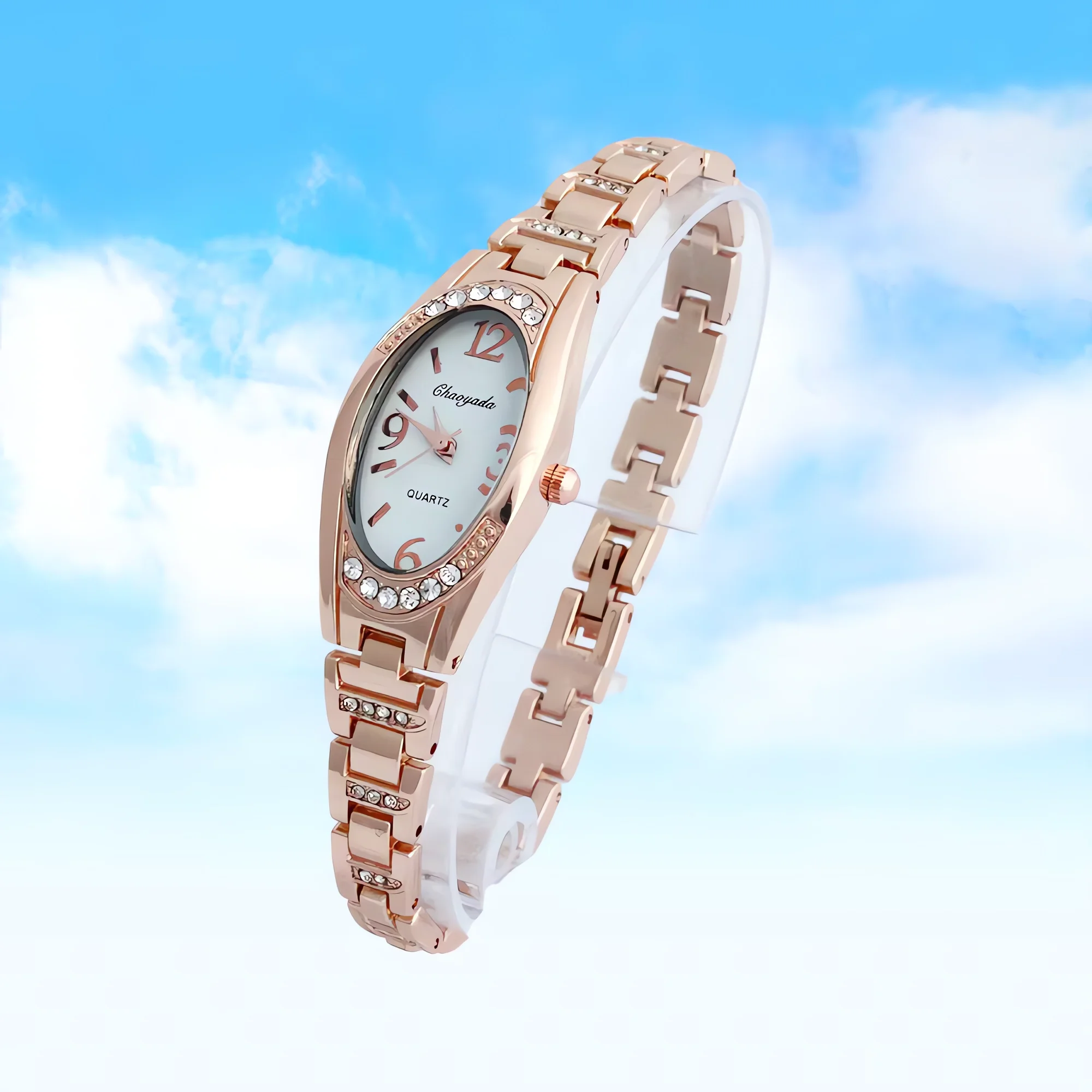 Women's Bling Crystal Bracelet Watch Analog Clock Quartz Dress Wristwatch Ladies Stylish Band Timepiece