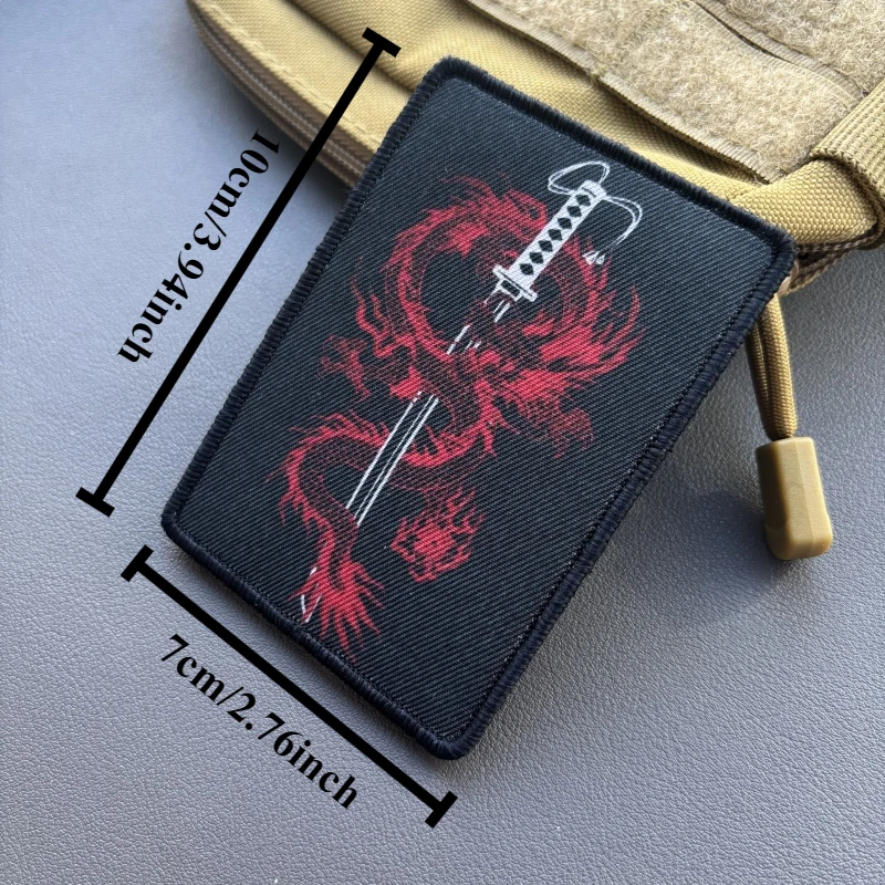 Katana Morale Tactical Patch Anime Japanese Dragon Hook&Loop Emblem Military Badge Combat Armband Backpack Stickers