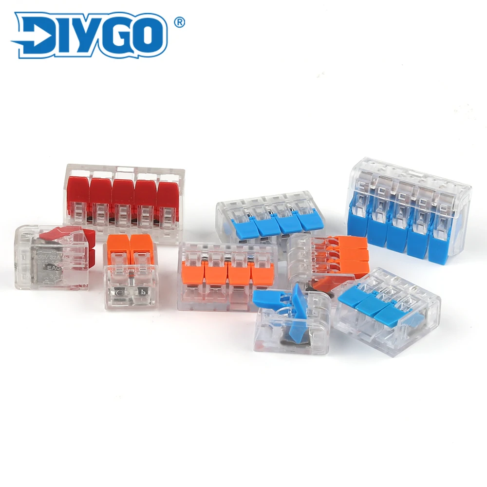 

10PCS Wire Connectors 2/3/4/5-Conductor Compact Splicing Nuts Connector For Electrical 24-12AWG With Lever connecting Terminals