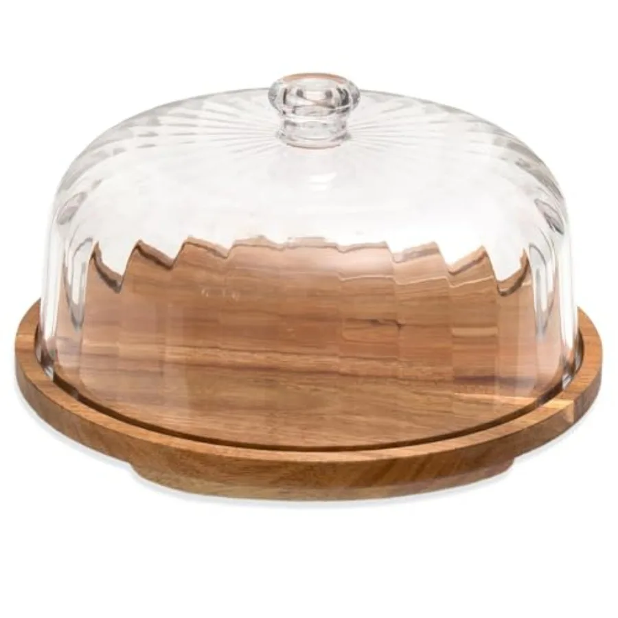

Cake Stand with Lid Rotating Cake Holder with Dome Wood Lazy Susan with Cover Cake Stand for Party Birthday Parties Baking Gift