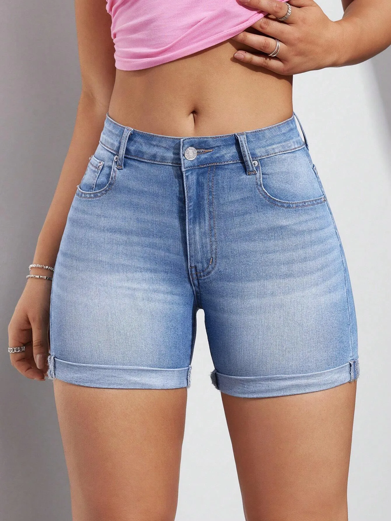 Summer Women's Clothing Casual Slim Fit High Stretch Jean Shorts For Woman Cotton Mid Waist Y2K Bodycon Denim Jorts Short