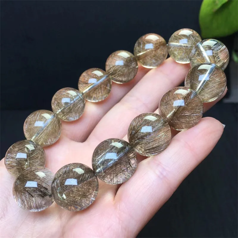 16MM Natural Silver Quartz Bracelet Women Fashion Sweet Reiki Healing Energy Strand Girls Jewelry Gift 1PCS