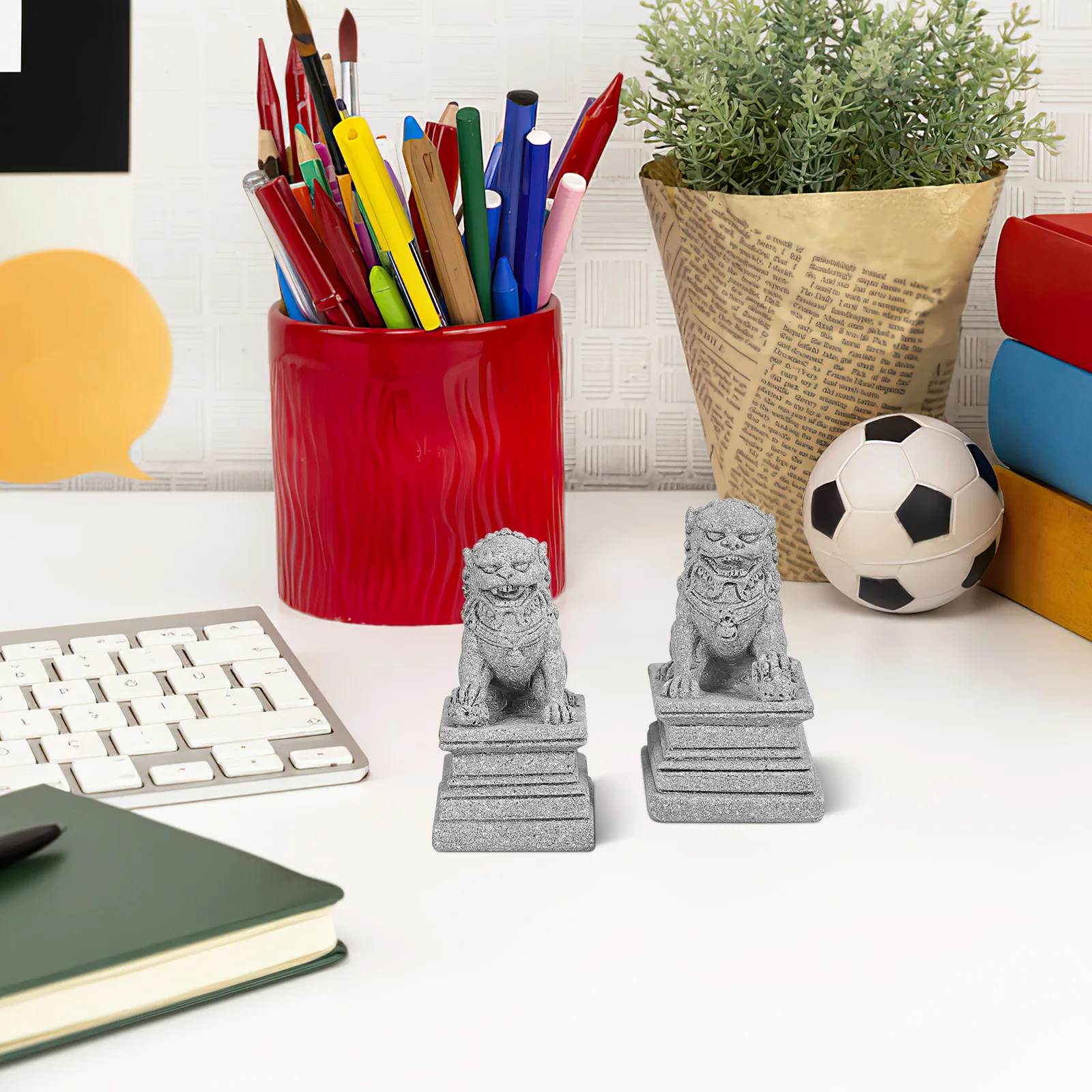 2 قطعة الحجر الرملي الأسد النحت حجر صغير تمثال الأسد الصينية التقليدية فنغ شوي تمثال للسلامة الازدهار 4.5x3x2.2 سم #6