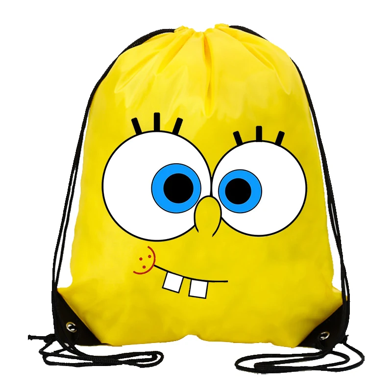 SpongeBob SquarePants Drawstring Bag Sports Waterproof Backpack Kawaii Cartoon Printed Basketball Bags Children Christmas Gifts