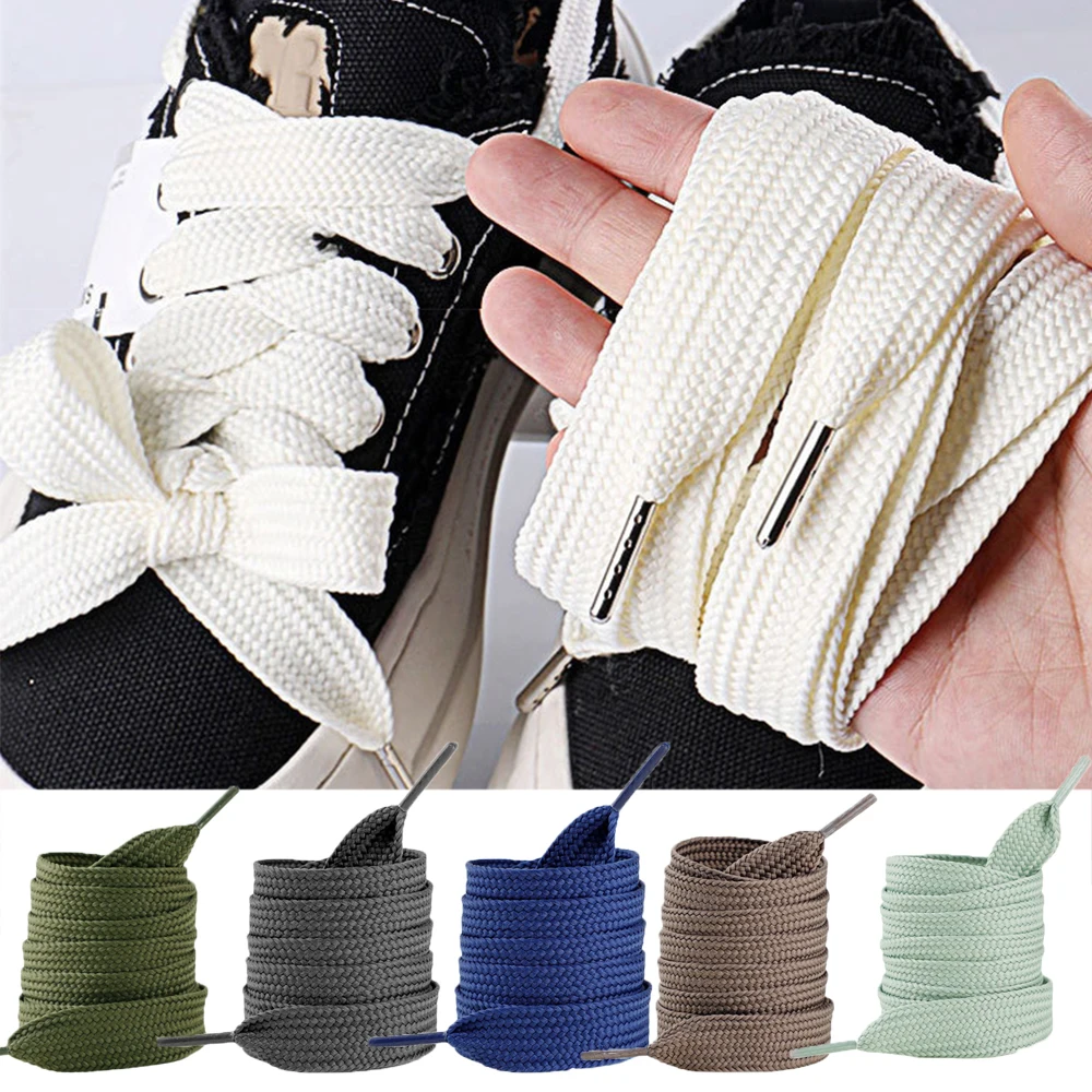 

2CM Wide Double Layered Thicken Shoelaces Sports Rope Non Elastic White Leisure Women Sneaker Lacet Shoelaces Accessories