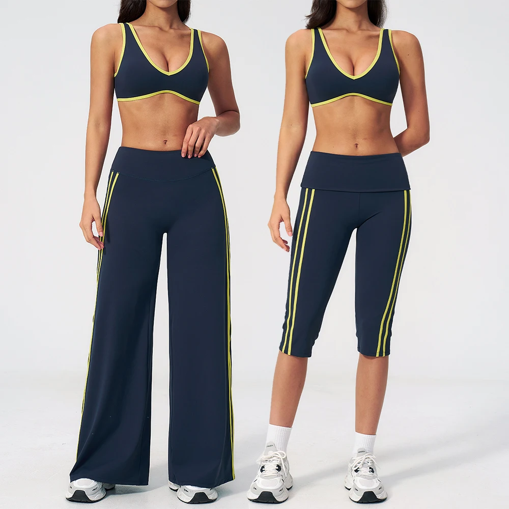 Women Tracksuit 2PCS Yoga Suit Sports Set Women Quick-Dry Gym Set Running Workout Bra Sports Outfits Capri Pants Yoga Clothing