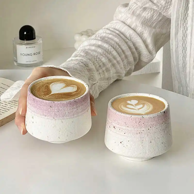 180 Ml Creative Rough Pottery Coffee Cup Vintage Latte Cups Home Ceramic Ink Splash Milk Mug Exquisite Drinking Utensils