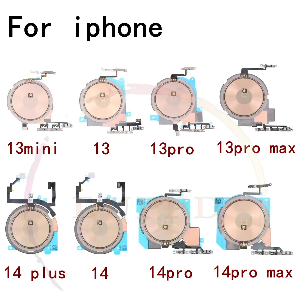 Wireless Charging Chip NFC Coil With Volume Flex For iPhone 13 Mini 14 Pro Max 14plus Charger Panel Sticker Flex Cable