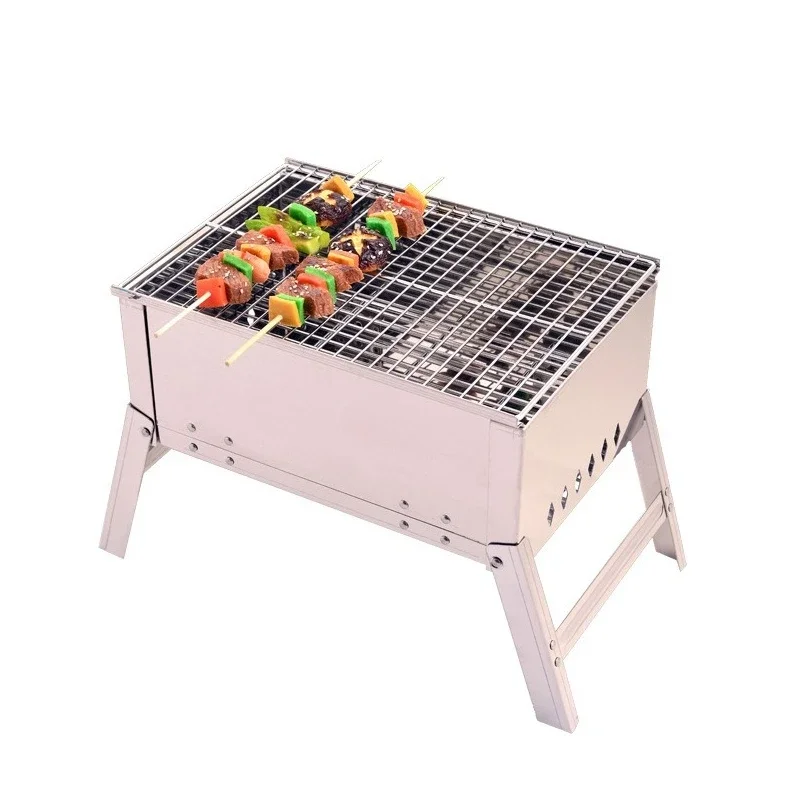 BBQ portable rack folding outdoor grill set stainless steel