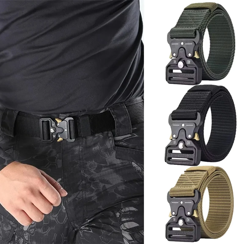 Quick Release Tactical Belt for Men Women Heavy-Duty Soft Nylon Webbing Train Lightweight Outdoor Sport Survival Accessories ﻿ ﻿