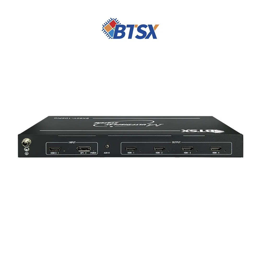 8K60 Multi-Screen Controller 4 Channel 4K60 for Output 1 Input DP Multi-Mode Splicing EDID DIP Switch Audio Separation