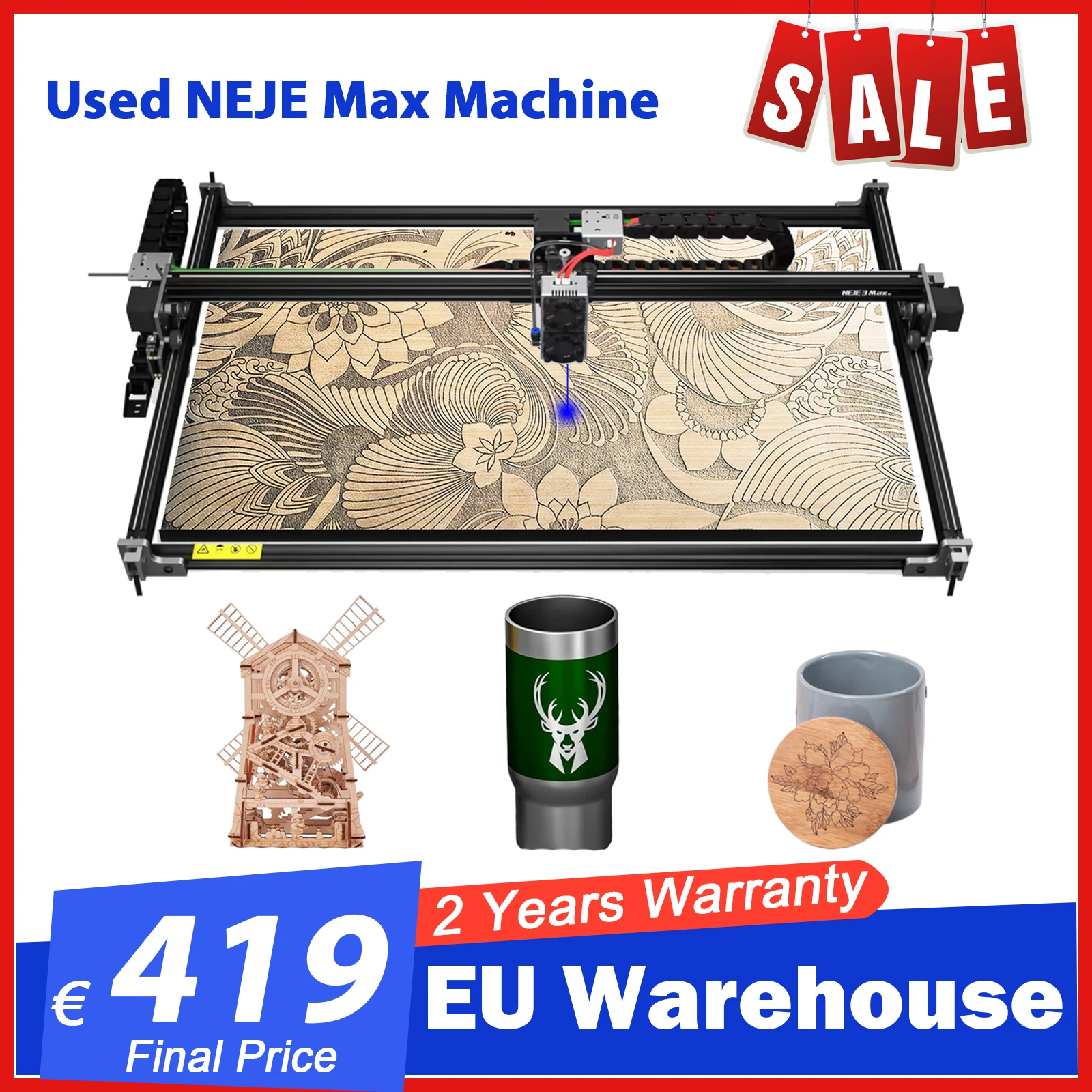 NEJE Max 80W A40640 Laser Engraving Machine, DIY CNC Laser Engraver Wood Cutter Printer Router Desktop 3D Cutting Tools