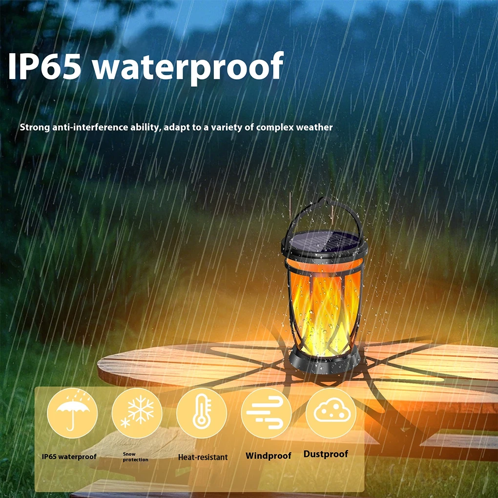 Outdoor Solar Powered LED Lamp Flickering Flame Landscape Lamps IP65 Waterproof Hanging Camping Light for Courtyard Garden Decor
