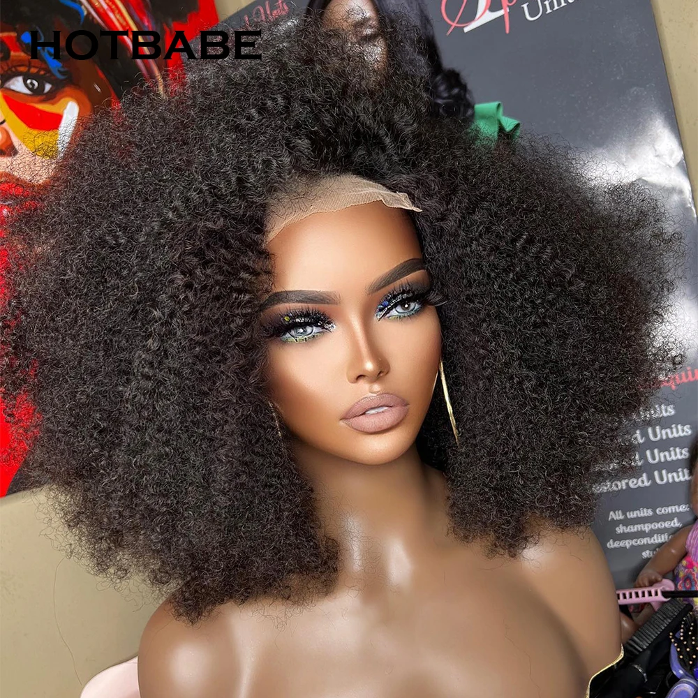 Leimlose Perücke afro verworrene lockige 13x4/13x6 hd Spitze Front Perücken menschliches Haar 350 Dichte 360 volle Spitze Frontal Perücken für Frauen Hotbabe