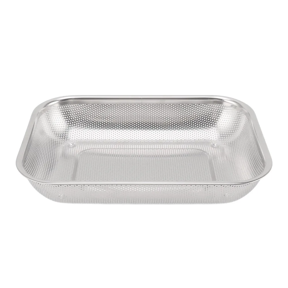 Stainless Steel Rectangular Strainer Basket Rectangle Shape S/L Mesh Drain Basket Fine Mesh Kitchen Strainer Colander