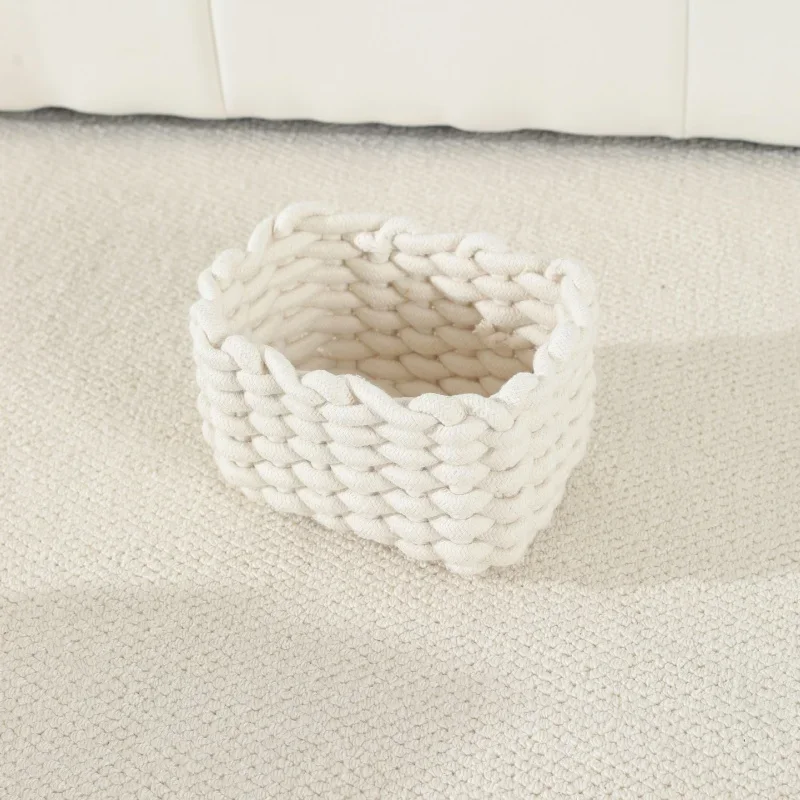 

Cotton Rope Woven Storage Basket Sundries Clothing Cosmetic Organizer Desktop Storage Box Nordic Style Home Decoration