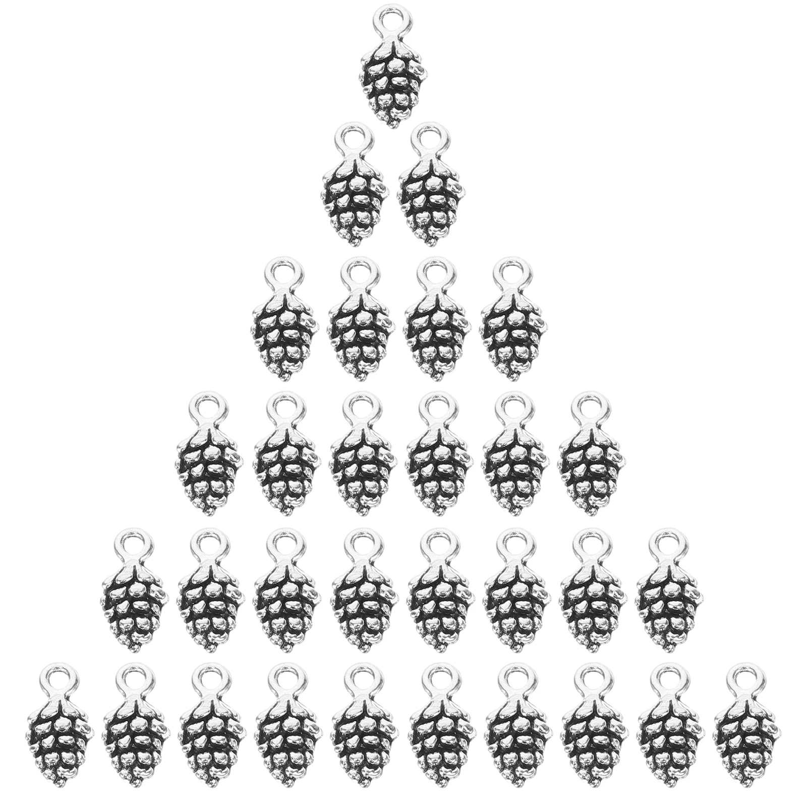 50pcs Christmas Pine Cone Alloy Pendants for DIY Necklace Bracelet Craft Holiday Ornaments Gifts Jewelry Making Accessories