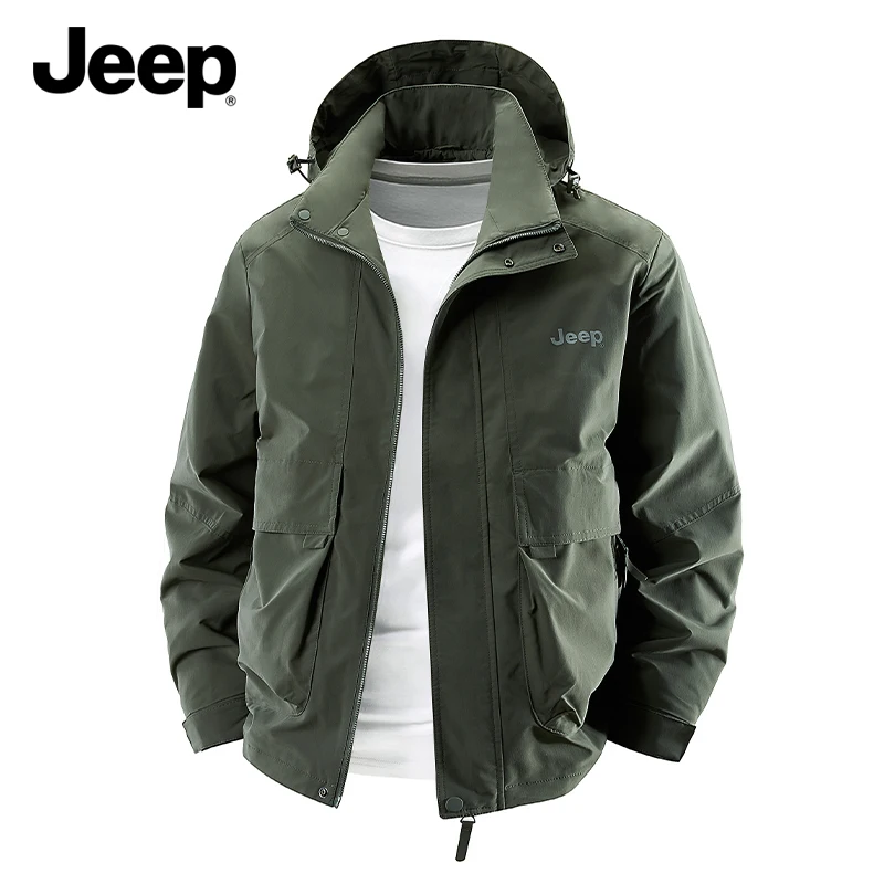 

Мужская флисовая куртка Jeep для осени и зимы, классическая американская утилитарная куртка, со съемным капюшоном, ветрозащитная верхняя одежда для активного отдыха