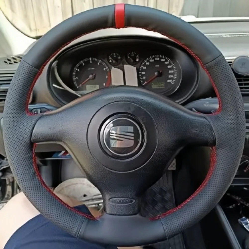 Customized Car Steering Wheel Cover Black Microfiber Leather For Volkswagen VW Golf 4 Passat B5 1996-2003 Seat Leon 1999-2004