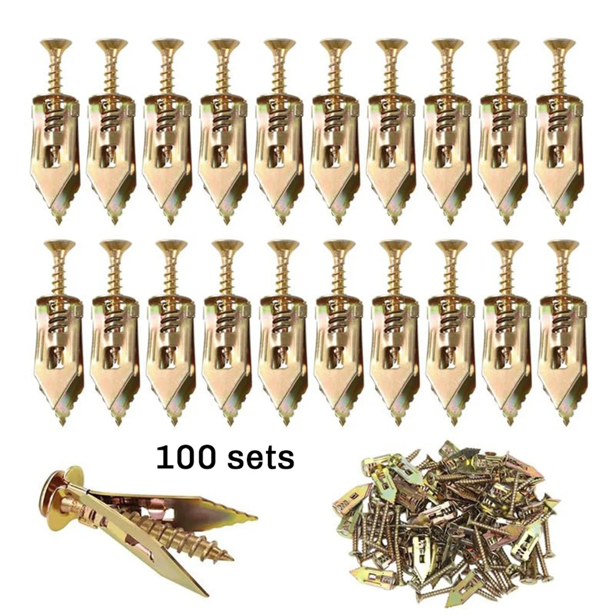 100PCS Upgraded Self-Drilling Anchors Screws, Drywall Anchors and Screws Kit, Easy Application No Drill or Holes in Wall