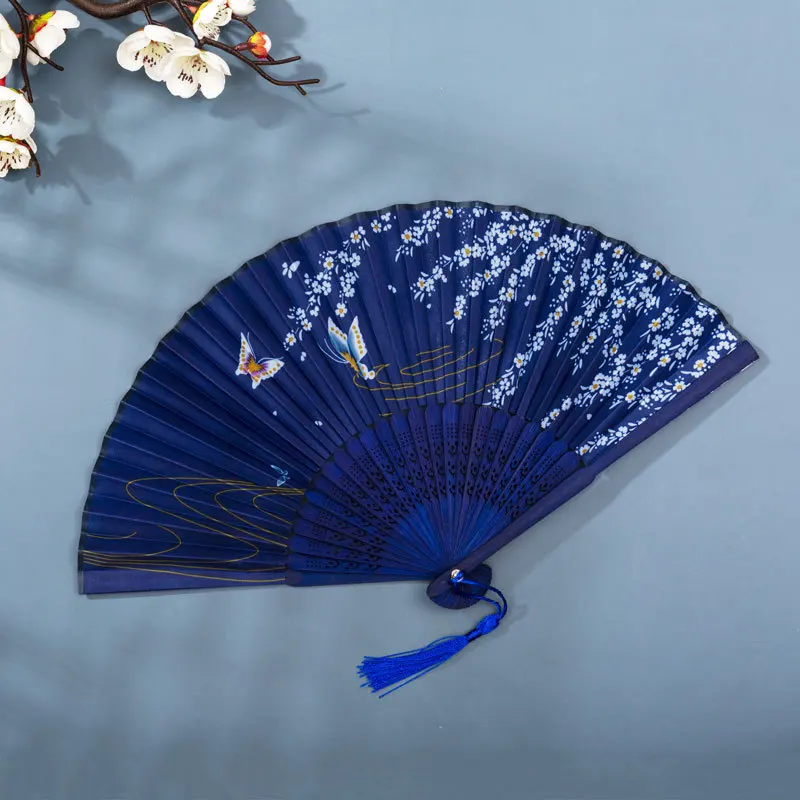 1pc Multi-colored Hand folding fan, bamboo folding fan, hand folding fan for church wedding gifts, party discount