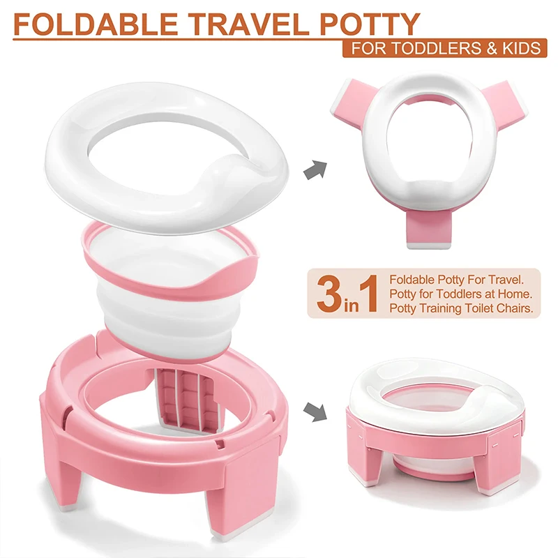 Outdoor Emergency Mobile Toilet Baby Pot Portable Silicone Baby Potty Training Seat with 20 Cleaning Bags Baby Travel Toilet