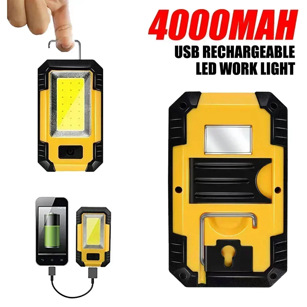 4000MaH Rechargeable Work Light 30W Super Bright COB Flashlight With Magnetic Portable Outdoor Power Bank Camping Emergency Lamp