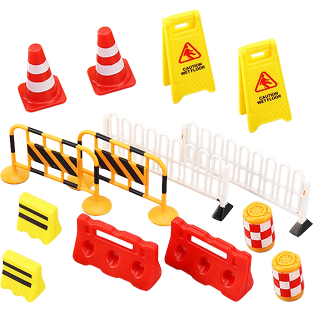 14Pcs Traffic Cones Toy Traffic Barricade Outdoor Playset Toy Plastic Road Street Outdoor Playset Toys for Kids Boys Girls