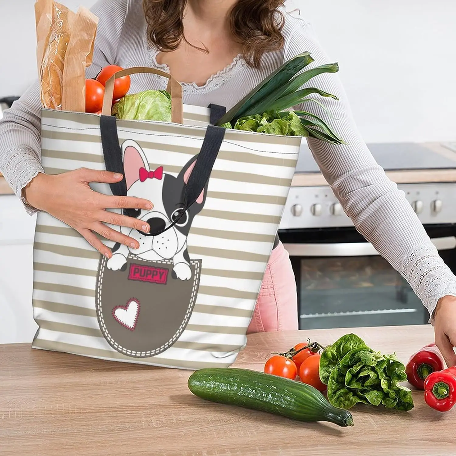 Bolso de mano de lona para mujer, bolso de hombro informal grande, bolso reutilizable para compras en la playa, bolsa de comestibles para exteriores