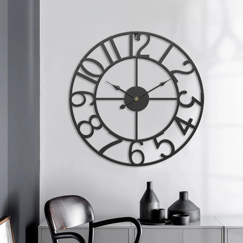 Creative Digital Wall Clock Retro Living Room Wall Watch Bedroom Simple Silent Clock Home Aesthetic Decorative Ornaments