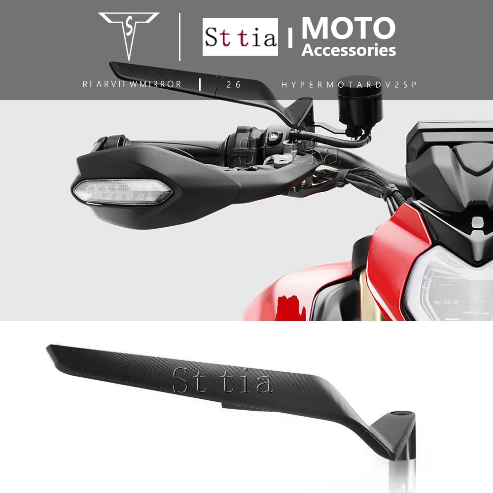 Per Ducati Hypermotard V2 SP HYPERMOTARD V2 SP 2026 Nuovi Specchietti Retrovisori Moto con Alette Antivento Laterali in Alluminio