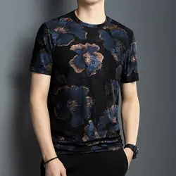 Simplicity Trend Versatile New Summer Men's Round Neck Hot Stamping Printing Fashion Casual Loose Short Sleeve T-Shirts Tops