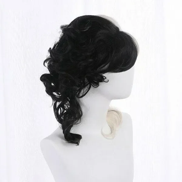 Lolita Long Curly Wig para mulheres, preto e branco, Cosplay, Festa