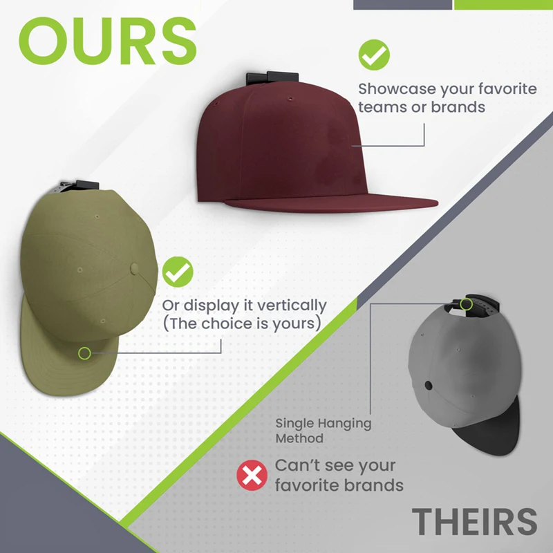 Ganchos adhesivos para gorras de béisbol, organizador de sombreros de vaquero, colgador fuerte para pared, 5/8 piezas